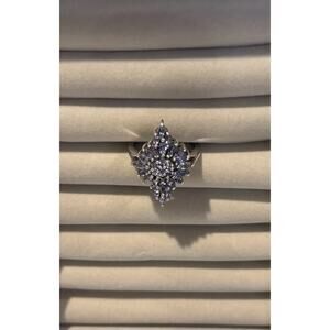 Elongated Tanzanite 925 Sterling Silver Ring Size 10